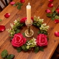 thumbnail image 1 of MUAXDA Small Flower Rings for Centerpieces - 9 Inch Valentine's Day Artificial Rose Flower Candle Holders - Candle Wreath for Wedding Party Christmas Table Decorations, 1 of 6