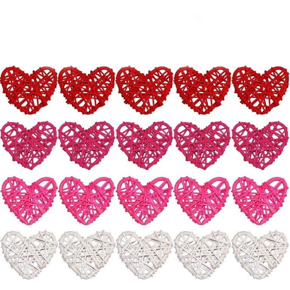 MUAXDA Wicker Rattan Heart Shaped Balls, Craft Vase Filler Hanging Balls Ornaments for Wedding Baby Shower Birthday Party Decorative