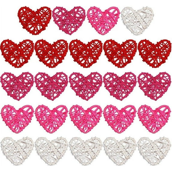 MUAXDA Wicker Rattan Heart Shaped Balls, Craft Vase Filler Hanging Balls Ornaments for Wedding Baby Shower Birthday Party Decorative