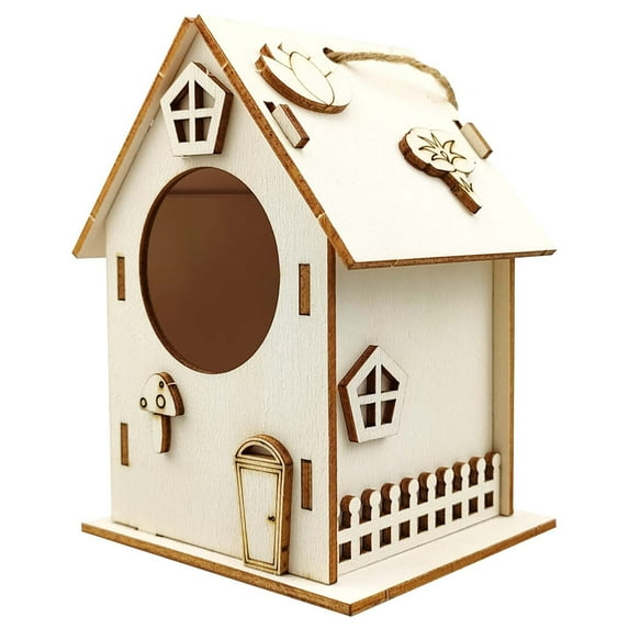 MUAXDA Wood Bird House with Pole - Outdoor Hanging Birdhouse for Bluebirds, Wrens, Hummingbirds, Finches - Wooden Garden Bird House