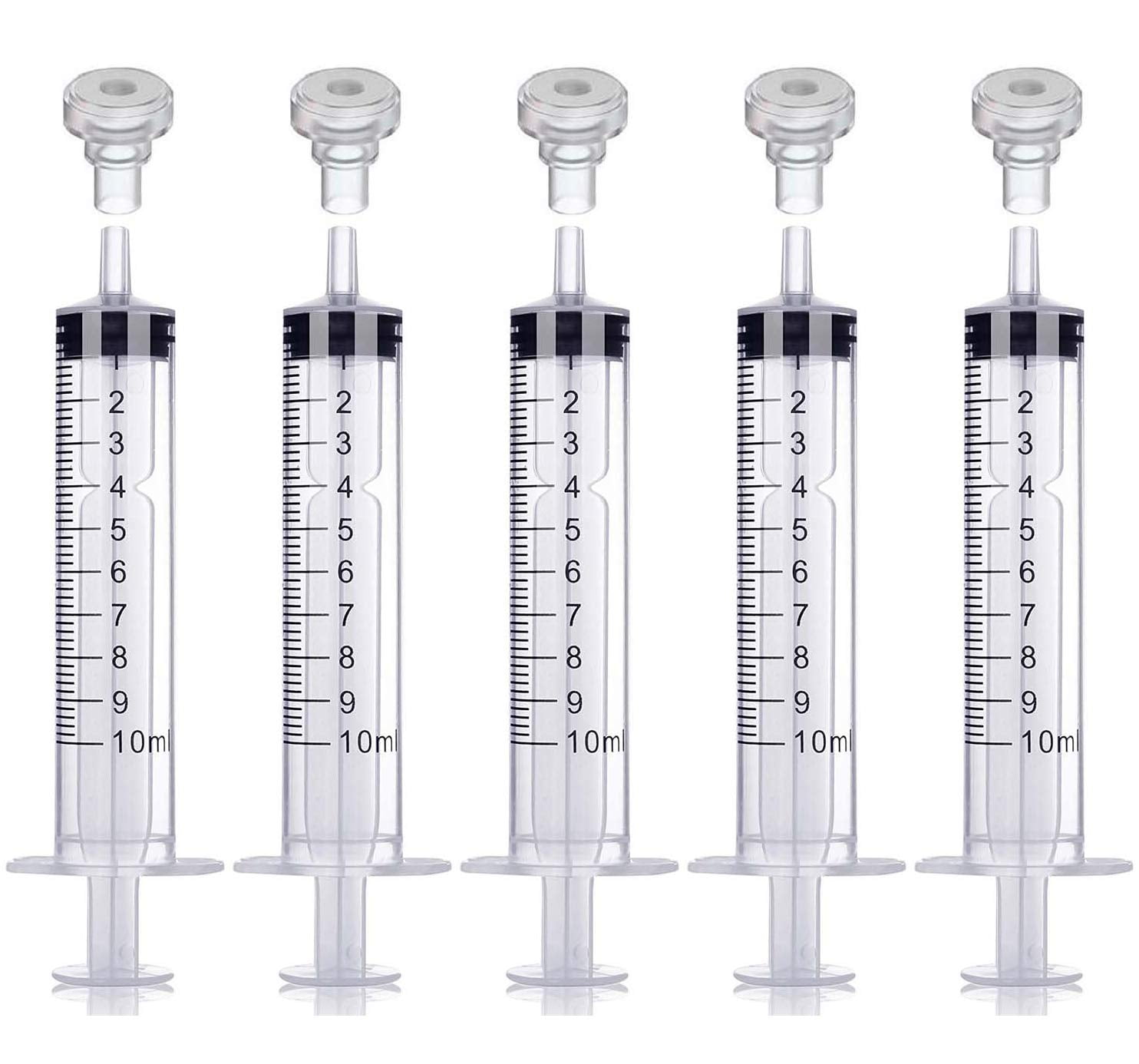 MUB 5 Packs 10ml Plastic Measuring Syringe With 5 Injector Kit, No