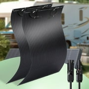MUCH 200 Watt 12 Volt Monocrystalline Flexible Solar Panel, 10BB Portable Solar Panel Parallel Connector for RV Camping Home Boat Marine Curve Surface