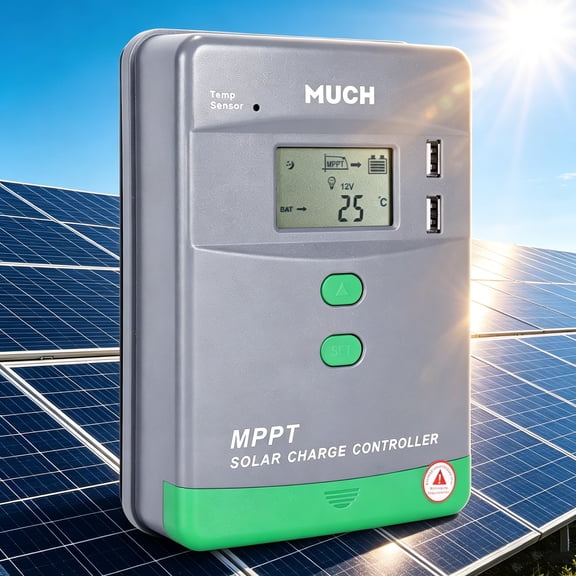 MUCH 30 Amp 12V/24V DC Input MPPT Solar Charge Controller with LCD screen and Dual USB , 30Amp-BT PV 100V Solar Panel Battery Regulator