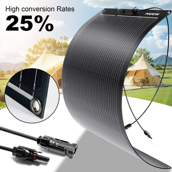 MUCH Flexible Solar Panel 100 Watt,12 Volt Monocrystalline, IP67 Waterproof, Portable Solar Panel Off-Grid Charger for Camping, RV, Motorhomes, Home Backup, Generator, Power Station, PV Charging