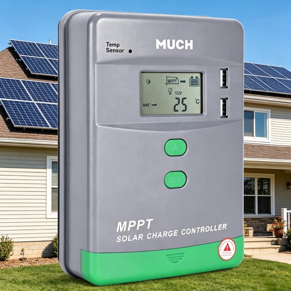 MUCH MPPT 100V 50 amp 12/24-Volt Solar Charge Controller Auto Tracking Battery Regulator LCD with Dual USB (Bluetooth)