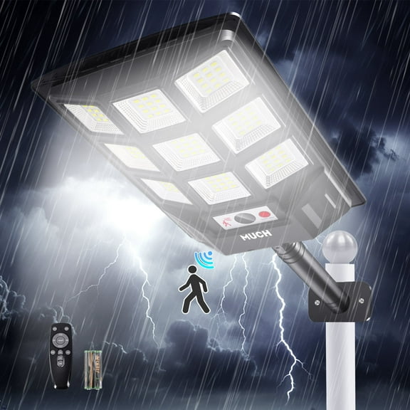 MUCH Solar Light Outdoor Waterproof, 8500K 1000000LM 600W Solar Street Light Dusk to Dawn Outdoor Floodlight for Yard, Motion Sensor Street Lamp with Remote Control for Patio, Garage,Road,Parking Lot