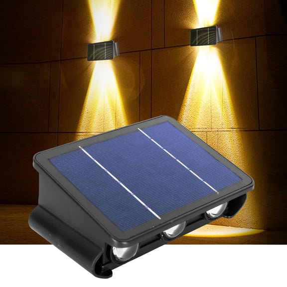 MUCH Solar Lights, Outdoor 3000K Up & Down Wall Light, IP65 Waterproof 6 LED Dusk to Dawn Deck Lighting, Solar Fence Light for Garden/Backyard/Pool/Railing/Patio/Porch/Step