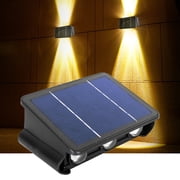 MUCH Solar Lights, Outdoor 3000K Up & Down Wall Light, IP65 Waterproof 6 LED Dusk to Dawn Deck Lighting, Solar Fence Light for Garden/Backyard/Pool/Railing/Patio/Porch/Step