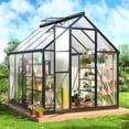 thumbnail image 1 of MUCHANT 6x7 FT Greenhouse for Outdoors, Walk-in Large Aluminum Frame Greenhouse with Quick Setup Structure and Roof Vent for Garden Backyard, Black, 1 of 6
