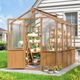 thumbnail image 1 of MUCHANT 6x8 FT Wooden Greenhouse for Outdoors, Walk-in Large Green House with Quick Setup Structure and Roof Vent for Garden Backyard, 1 of 7