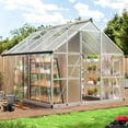 thumbnail image 1 of MUCHANT 8x10 FT Greenhouse for Outdoors, Walk-in Large Aluminum Frame Greenhouse with Quick Setup Structure and Roof Vent for Garden Backyard, Silver, 1 of 6