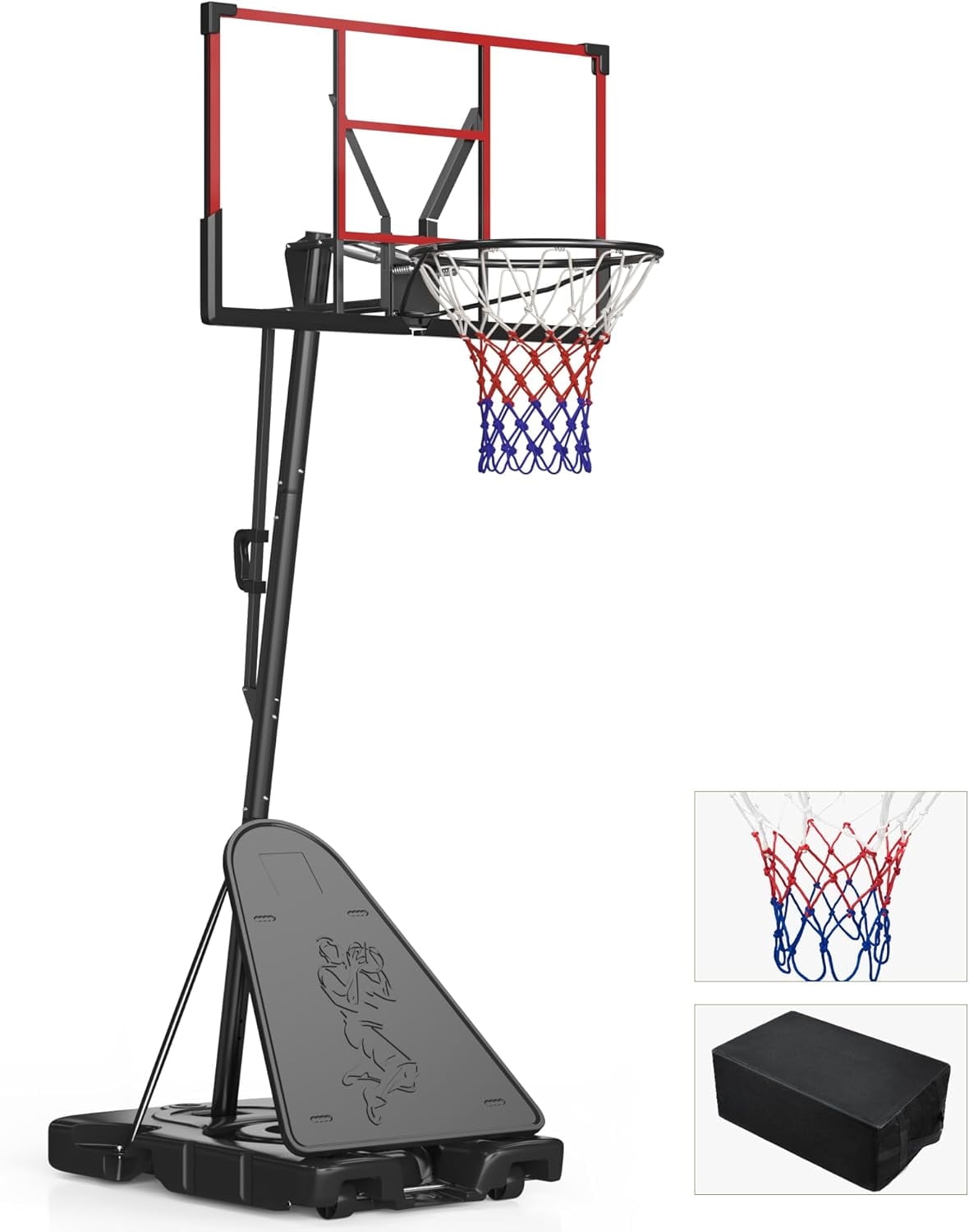MUCHANT Portable Basketball Hoop, 4.4-10FT Adjustable Kids Basketball Goal System with 45’’PC Shatterproof Backboard for Outdoor Indoor