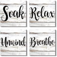 thumbnail image 1 of MUCHENGGIFT Bathroom Rules Wall Decor, Set of 4 - Relax Soak Unwind Breathe Sign - Rustic Wood Hanging Wall Plaque Farmhouse Home Decoration for Bathroom Laundry, 1 of 4