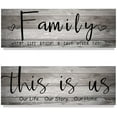 thumbnail image 1 of MUCHENGGIFT Family Signs and This Is Us Wall Decor, 2 Pieces Rustic Farmhouse Wooden Sign Hanging Decoration for Living Room Bedroom (Gray,4.7 x 13.7 IN), 1 of 6
