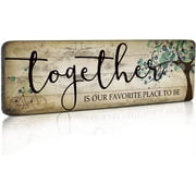 MUCHENGGIFT Family Wall Art Decor Inspirational Quotes Wall Hanging Sign-Together is Our Favorite Place to Be-Motivational Home Wall Art Decor Wood Plaque Sign 16"x5"