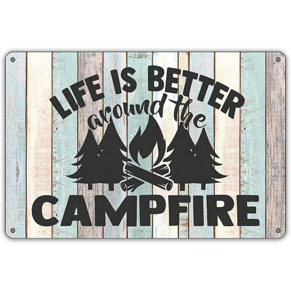 MUCHENGGIFT Funny Campsite Metal Tin Sign Wall Decor Farmhouse Rustic Camping Signs for Home Garage Men Cave Yard Decor Camper