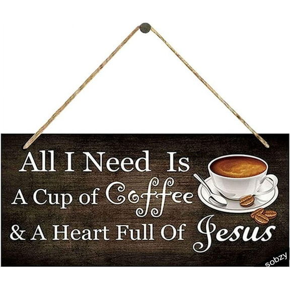 MUCHENGGIFT All I Need Today is Coffee and Jesus Wood Plank Design Hanging Sign Christian Wooden Decorations Religious Wall Plaque Home Faith Family Farmhouse Gift
