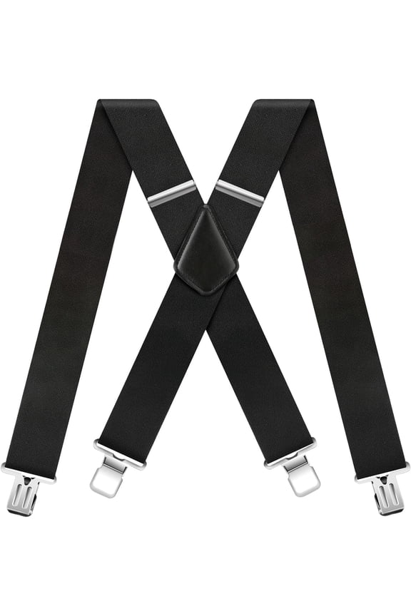 Mens Braces for Trousers, Adjustable Suspenders with 4 Strong Clips, Elastic X Shape Trouser Braces for Work Heavy Duty, No-Slip Back Suspenders for Casual & Formal Trousers