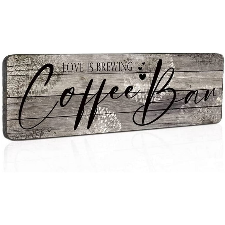 Coffee Wall Art: Coffee Bar Love is Brewing (Wood Frame Ready To