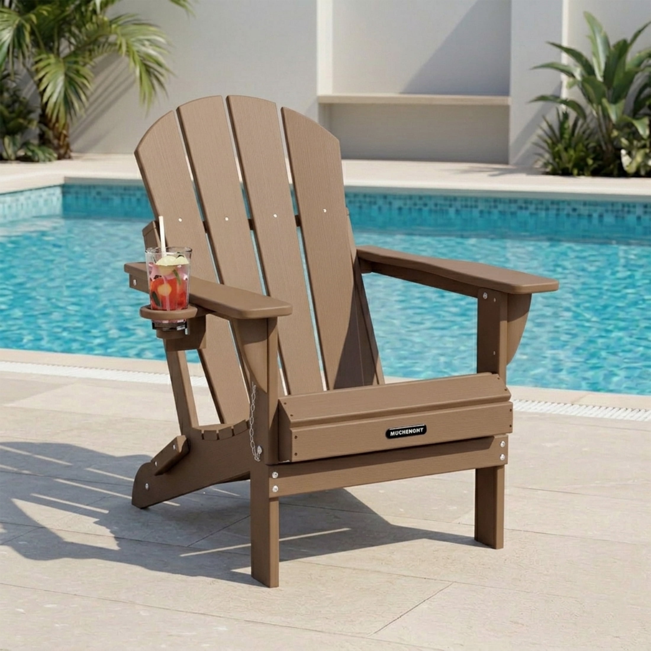 MUCHENGHY Folding Adirondack Chair, Classic HDPE Plastic Fire Pit