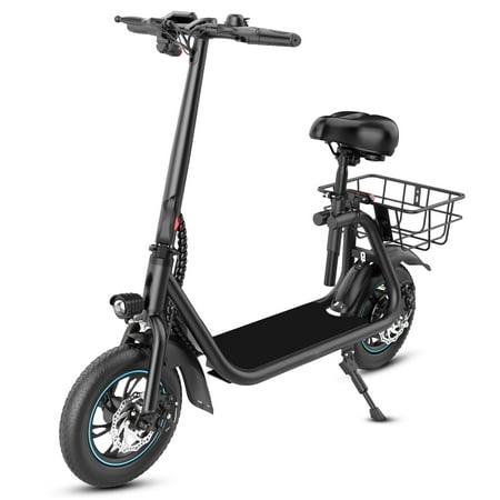 MUCHOVER C1 450W Electric Scooter with Seat for Adult, 12 inch Commuter Electric Scooter with Basket - up to 21 Miles 15.5MPH