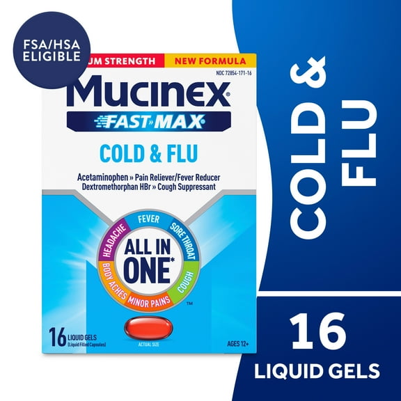 Mucinex Fast-Max Cold and Flu Liquid Gels, 16 ct
