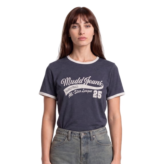 MUDD Acid Wash Ringer Graphic T-Shirt for Women, Sizes S-XL