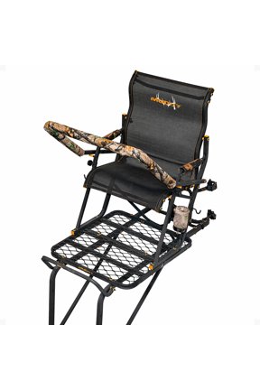 Boss Hawg 1.5 Deer Hunting Ladderstand, 17 Foot 1 Person Climbing Tree Stand with Lumbar Seat and Expanded D-Force Metal Platform