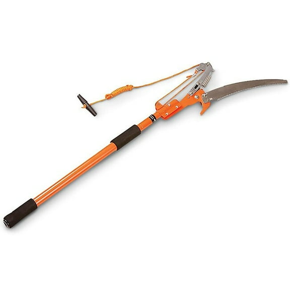 MUDDY Pole Saw - 12-inch Serrated Blade Compact Durable Lightweight Ergonomic Versatile Extendable Tree Saw with Pruners & Cord for Outdoor Use