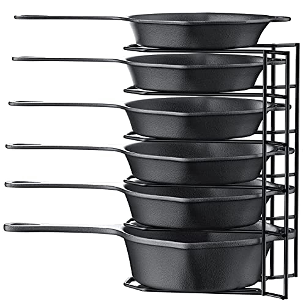 Tier Type Pan Rack MUDEELA 6 Tier Heavy Duty Pan Organizer, Pan Rack Holds Cast Iron ...