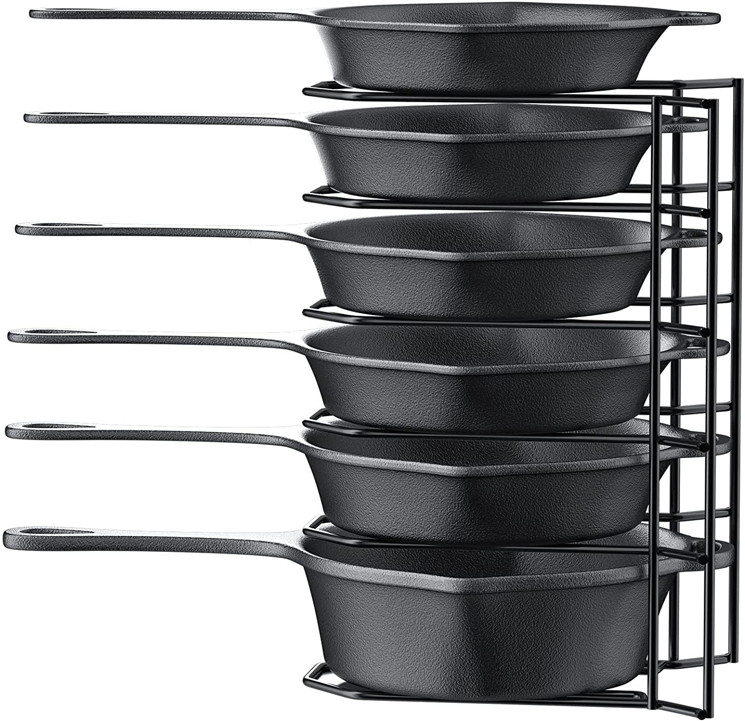mudeela Pan Organizer Rack for Cabinet, Pot Rack with 3 DIY Methods,  Adjustable Pots and Pans Organizer under Cabinet with 8 Tiers, Larg