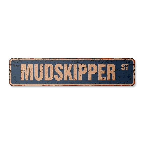 MUDSKIPPER Vintage Plastic Street Sign amphibious fish amphibians marine water | Indoor/Outdoor | 36" Wide