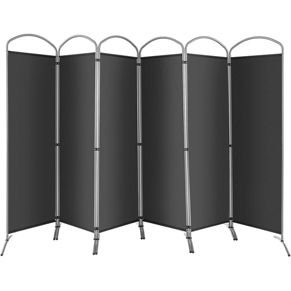 MUER 6 Panels Room Divider, 6 Ft Folding Privacy Screen with Stable Metal Frame, Freestanding Fabric Wall Divider and Separator, Portable Room Partition Screen for Home Office Hospital, Grey