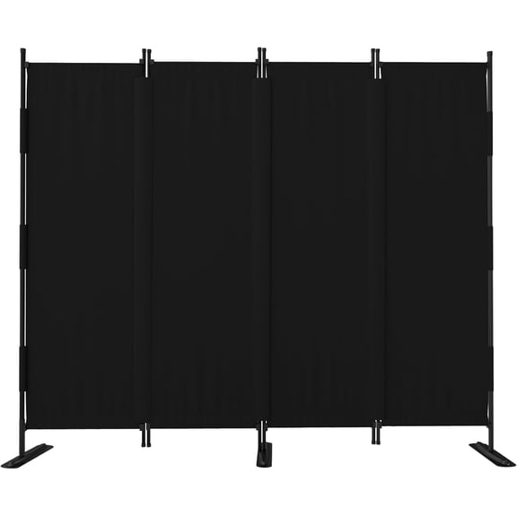 MUER Room Divider 4 Panel Folding Privacy Screen, Portable Small Room Dividers Partition 88" Wall Dividers for Room Separation Upgrated Seamless Accordion Room Divider (Black, Type A)