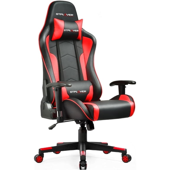 MUERE Gaming Chair with Speakers Bluetooth Music Video Game Chair Audio Ergonomic Design Heavy Duty Office Computer Desk Chair (Red)