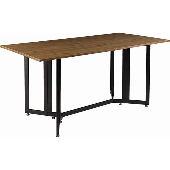 MUERE - Holly & Martin Driness Drop Leaf Table - Oak with Black - Transitional Design, Brown Iron and Wood - Ideal for Dining Room, Kitchen (DN7448)