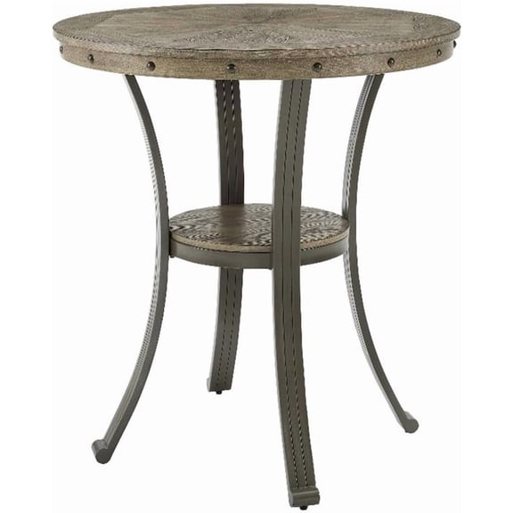 MUERE - Linon Metal and Wood Pub Table in Pewter