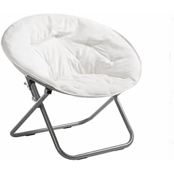 MUERE Microsuede Foldable Saucer Chair, Adult, White