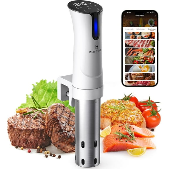 MUERE Sous Vide Machine, WiFi APP Included, 1100W Sous Vide Cooker with Accurate Temperature & Timer, Stainless Ultra Quiet  Immersion Circulator Device, Kitchen Gadgets with Recipes