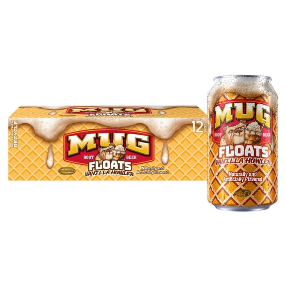 MUG Floats Vanilla Howler Soda Pop, 12 fl oz, 12 Pack Cans