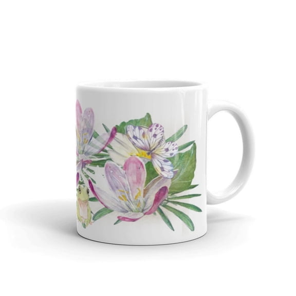 MUG Water Lily Water Lilies Frog Butterfly Dra Coffee Tea Hohocolate up Mug Happy Mug Ceramic Mug oz or oz.