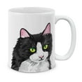 thumbnail image 1 of MUGBREW 11 Oz Ceramic Tea Cup Coffee Mug, Black White Tuxedo Cat Vector Portrait, 1 of 7