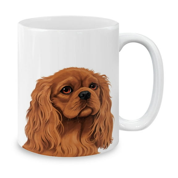 MUGBREW 11 Oz Ceramic Tea Cup Coffee Mug, Cute Ruby Cavalier King Charles Spaniel Dog