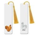 thumbnail image 1 of WIRESTER Set 2pcs Rectangle Metal Bookmarks With Light Gold Tassels for Book Lovers, Page Markers for Students Teachers Reading - Golden Cochin Chicken & White Silkie Chicken, 1 of 6
