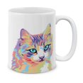 thumbnail image 1 of MUGBREW 11 Oz Ceramic Tea Cup Coffee Mug, Pastel Colorful Cat Vector Portrait, 1 of 7