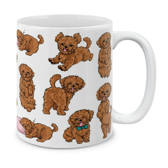 MUGBREW 11 Oz Ceramic Tea Cup Coffee Mug, Playful Posture Toy Poodle