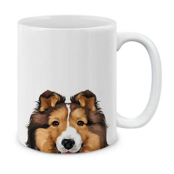 WIRESTER 11oz 325ml Ceramic Tea Cup Coffee Mug With Handgrip For Gift, Birthday, Anniversary, Christmas - Animal Sable Sheltie Shetland Sheep Dog