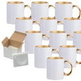 thumbnail image 1 of MUGSIE 12 Pack 11 oz. GOLD Inner and Handle - Ceramic Sublimation Mugs - Professional Grade  - Cardboard Box with Foam Supports, 1 of 2