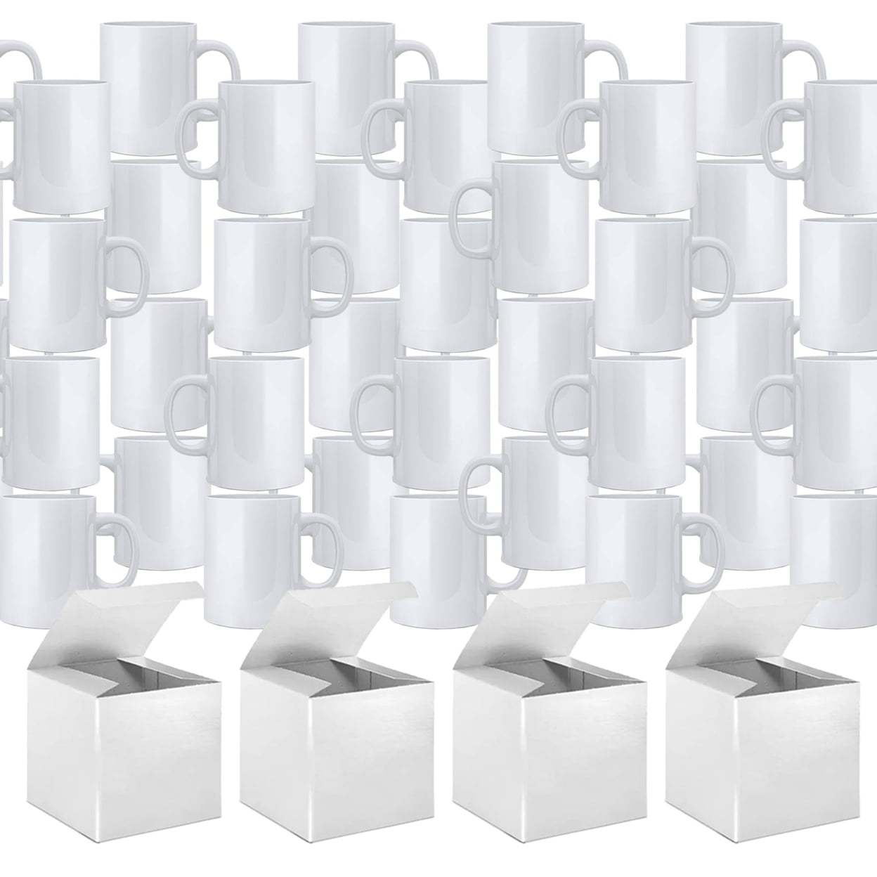 Set of 36 White Ceramic Sublimation Coffee Mugs