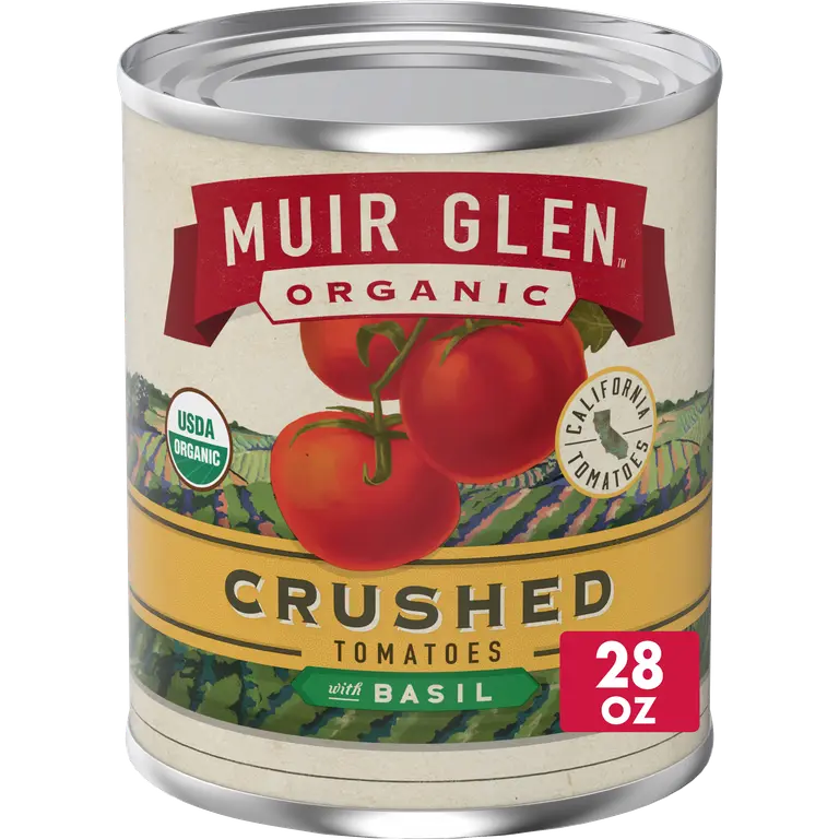 Pack of 12, Muir Glen Organic Crushed Tomato with Basil Sauce, 28 oz